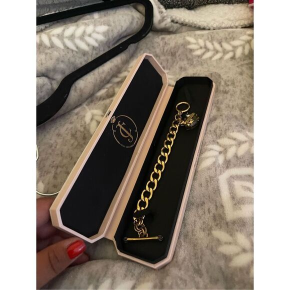 Juicy couture Iridescent heart gem nIB vintage og thick curb chain bracelet - Picture 7 of 8